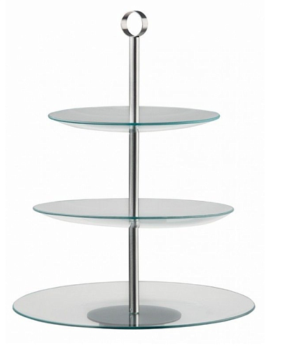 Трёхъярусная этажерка стеклянная 22, 26, 30 см Н=38см