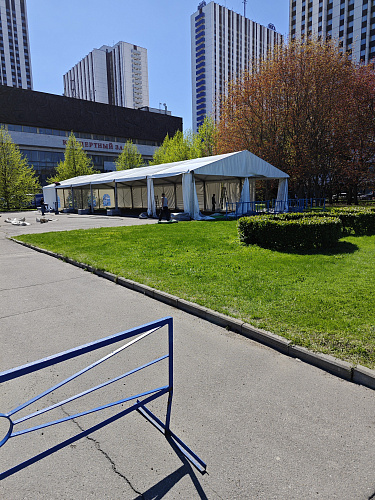 Тентовая конструкция с шириной торца 6 м