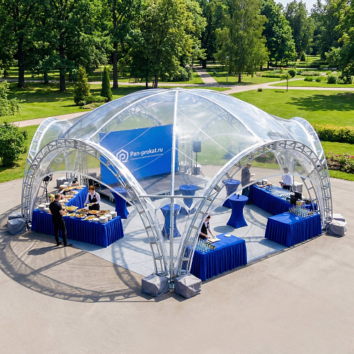 Гексагональный шатер 163 кв.м прозрачный
