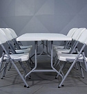 Комплект Стол прямоугольный 180х80 см + 6 стульев пластик