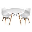 Стол круглый Eames White&Wood и 2 стула